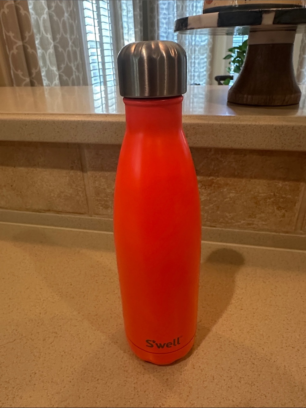 S'well Bright Orange Stainless Bottle with Silver Cap